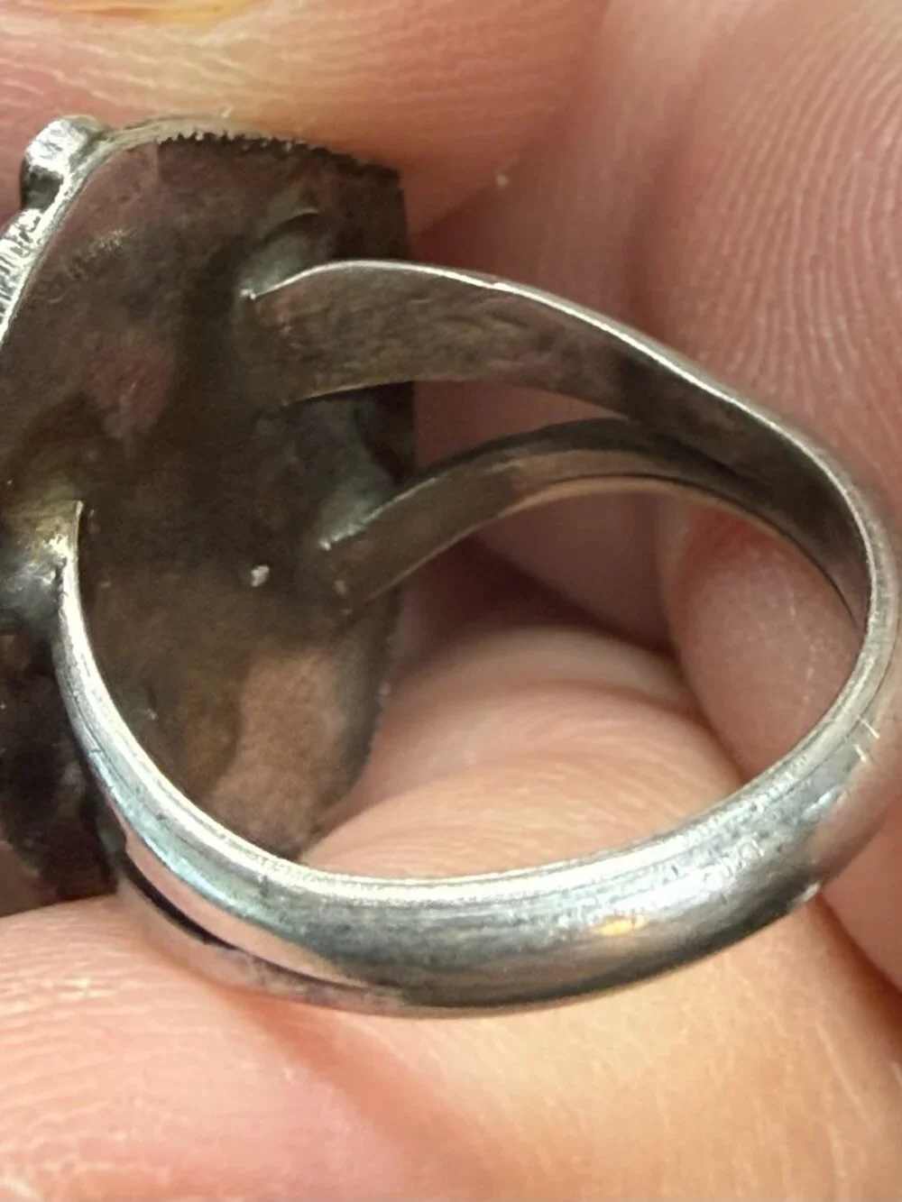 Old Vintage sterling silver Turquoise cabochon ring